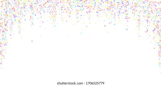 Festive Confetti. Celebration Stars. Colorful Stars On White Background. Dazzling Festive Overlay Template. Precious Vector Illustration.