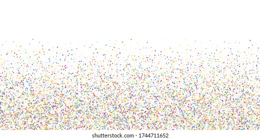 Festive confetti. Celebration stars. Colorful confetti on white background. Dramatic festive overlay template. Delicate vector illustration.