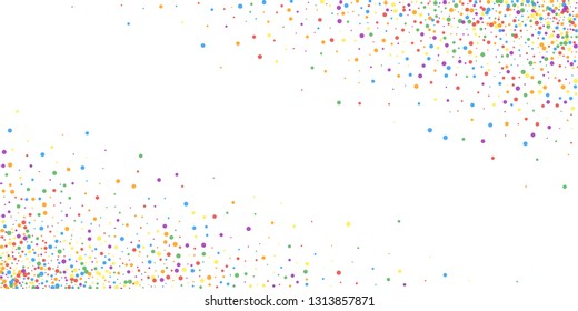 Festive confetti. Celebration stars. Joyous confetti on white background. Creative festive overlay template. Noteworthy vector illustration.