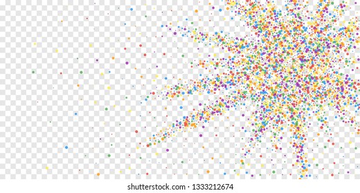 Festive confetti. Celebration stars. Joyous confetti on transparent background. Curious festive overlay template. Enchanting vector illustration.