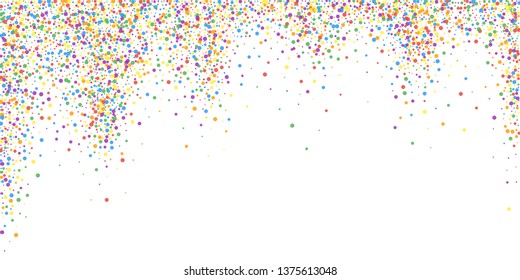 Festive Confetti. Celebration Stars. Joyous Confetti On White Background. Delightful Festive Overlay Template. Brilliant Vector Illustration.