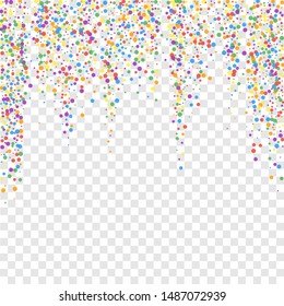 Festive confetti. Celebration stars. Joyous confetti on transparent background. Eminent festive overlay template. Mesmeric vector illustration.
