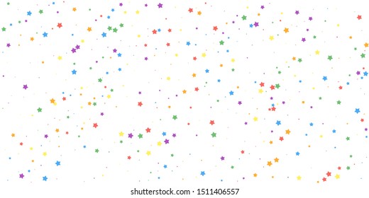 Festive confetti. Celebration stars. Joyous stars on white background. Delicate festive overlay template. Indelible vector illustration.