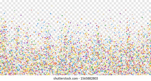 Festive confetti. Celebration stars. Joyous confetti on transparent background. Decent festive overlay template. Incredible vector illustration.