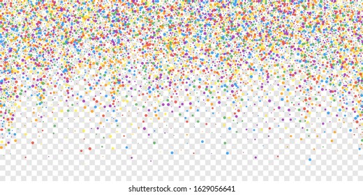 Festive confetti. Celebration stars. Joyous confetti on transparent background. Cute festive overlay template. Trending vector illustration.