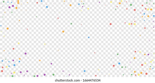 Festive confetti. Celebration stars. Joyous stars on transparent background. Ecstatic festive overlay template. Pleasing vector illustration.