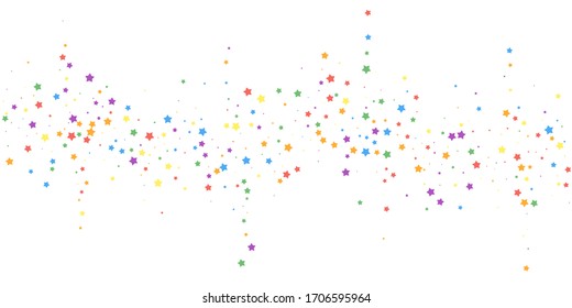 Festive confetti. Celebration stars. Joyous stars on white background. Dazzling festive overlay template. Majestic vector illustration.
