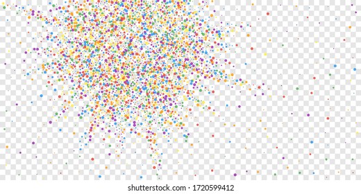 Festive confetti. Celebration stars. Joyous confetti on transparent background. Cute festive overlay template. Magnificent vector illustration.