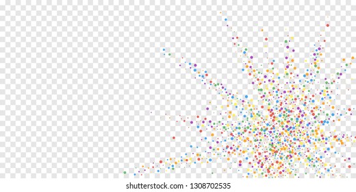 Festive confetti. Celebration stars. Rainbow confetti on transparent background. Curious festive overlay template. Pleasing vector illustration.