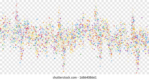 Festive confetti. Celebration stars. Rainbow confetti on transparent background. Dazzling festive overlay template. Nice vector illustration.