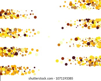 Festive confetti circle decoration for banner background, holiday vector illustration. Childish color round confetti dots, circles chaotic scatter, trendy rich bokeh background.