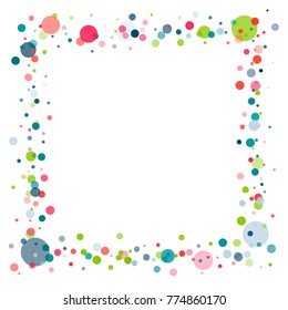 festive confetti frame or border. Childish colorful celebration background. Vector Illustration. Funny cute birthday celebration backdrop
