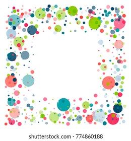 festive confetti frame or border. Childish colorful celebration background. Vector Illustration. Funny cute birthday celebration backdrop