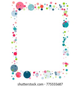 festive confetti frame or border. Childish colorful celebration background. Vector Illustration. Funny cute birthday celebration backdrop