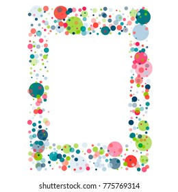 festive confetti frame or border. Childish colorful celebration background. Vector Illustration. Funny cute birthday celebration backdrop