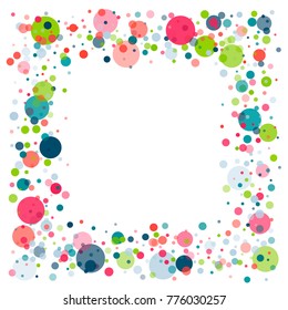 festive confetti frame or border. Childish colorful celebration background. Vector Illustration. Funny cute birthday celebration backdrop