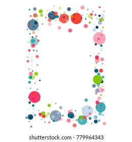 festive confetti frame or border. Childish colorful celebration background. Vector Illustration. Funny cute birthday celebration backdrop