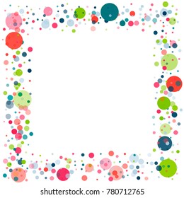 festive confetti frame or border. Childish colorful celebration background. Vector Illustration. Funny cute birthday celebration backdrop