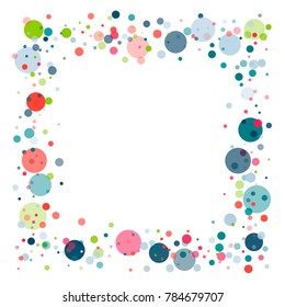 festive confetti frame or border. Childish colorful celebration background. Vector Illustration. Funny cute birthday celebration backdrop