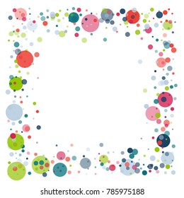 festive confetti frame or border. Childish colorful celebration background. Vector Illustration. Funny cute birthday celebration backdrop