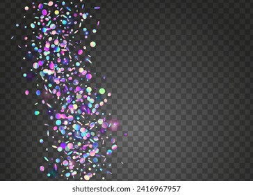 Festive Confetti. Happy Pattern. Carnival Paper. Modern Ribbon. Falling Dust. Blue Glare Glitter. Disco Surprise Cristals. Carnaval Effect. Purple Festive Confetti