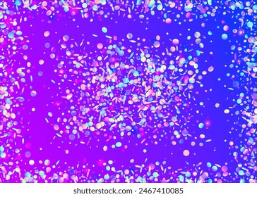 Festive Confetti. Hologram Effect. Light Concept. Glare Colourful Illustration. Falling Ribbon. Party Burst. Purple Disco Serpentine. Modern Dust. Blue Festive Confetti