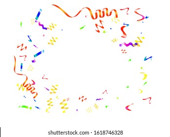Festive confetti isolated on white background. Magic particles. Vector illustration. Red, green, yellow, blue, golden, pink, orange and violet elements for postcard, banner, poster or other.