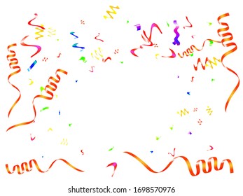 Festliche Konfetti einzeln auf weißem Hintergrund. Neue Partikel. Vektorillustration. Rote, grüne, gelbe, blaue, goldene, rosa, orangefarbene und violette Elemente für Postkarten, Banner, Poster oder andere.
