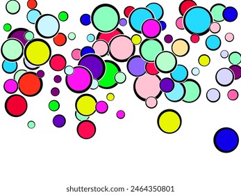 Festive confetti. Joyful confetti on a black background. Volumetric background, vector.