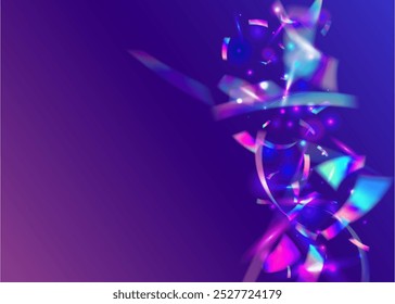 Festive Confetti. Light Iridescent Illustration. Retro Texture. Surprise Design. Pink Foil Background. Birthday Ribbon. Rainbow Banner. Carnival Effect. Blue Festive Confetti