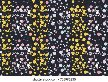 Festive confetti on dark background. Stylish texture for holidays and events. Christmas and New year theme. Cover mock-up. 
