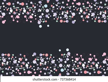 Festive confetti on dark background. Stylish texture for holidays and events. Christmas and New year theme. Cover mock-up. 