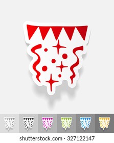 festive confetti paper sticker with shadow. Vector illustration