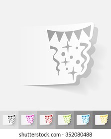 festive confetti paper sticker with shadow. Vector illustration
