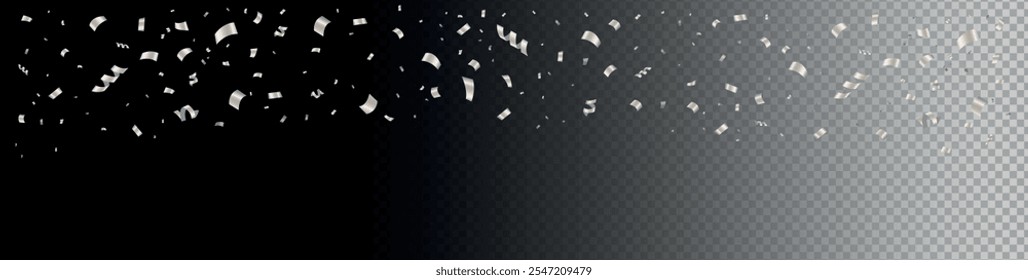 Festive confetti and tinsel background with sparkling elements for holidays, events, promotions. Banner for birthday, black friday, christmas and etc