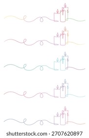 Arte de línea continua festiva con velas en Colores de arco iris Ideal para celebraciones y necesidades de decoración