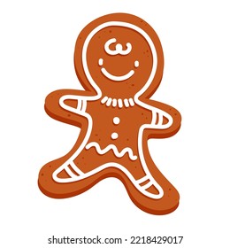 Festive cookies with a gingerbread man. Cookies in the shape of a man with white icing