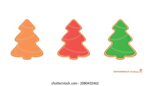 Festive cookies in the shape of a Christmas tree. Christmas cookies. Vector illustration.