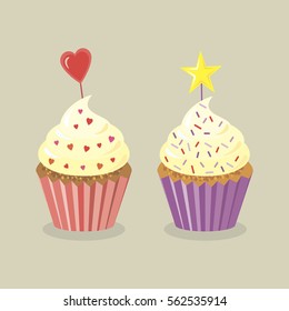 Festive cupcakes. Vector illustration