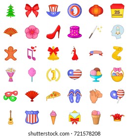 Festive day icons set. Cartoon style of 36 festive day vector icons for web isolated on white background