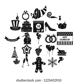 Festive day icons set. Simple set of 25 festive day vector icons for web isolated on white background