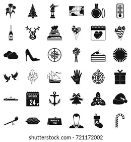 Festive day icons set. Simple style of 36 festive day vector icons for web isolated on white background