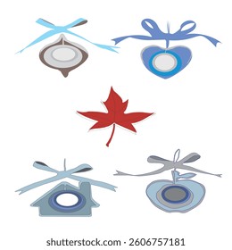 Festive Decoration Elements with Stars and Gift Ribbons