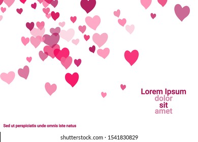 Festive decoration in the form of hearts confetti on the background. Valentine's gift. Banner, poster template. Love vector pattern. Colorful vector background for valentines day.