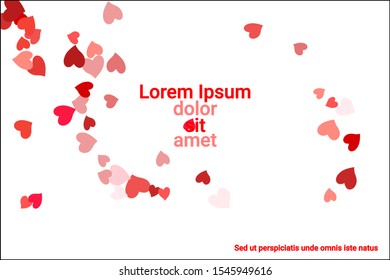 Festive decoration in the form of hearts confetti on the background. Valentine's gift. Banner, poster template. Love vector pattern. Colorful vector background for valentines day.