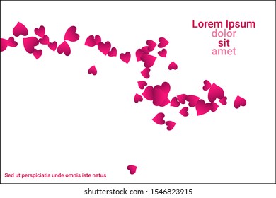 Festive decoration in the form of hearts confetti on the background. Valentine's gift. Banner, poster template. Love vector pattern. Colorful vector background for valentines day.