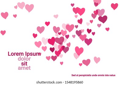 Festive decoration in the form of hearts confetti on the background. Valentine's gift. Banner, poster template. Love vector pattern. Colorful vector background for valentines day.