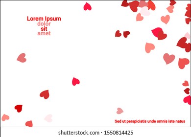 Festive decoration in the form of hearts confetti on the background. Valentine's gift. Banner, poster template. Love vector pattern. Colorful vector background for valentines day.