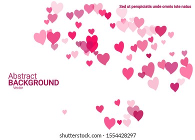 Festive decoration in the form of hearts confetti on the background. Valentine's gift. Banner, poster template. Love vector pattern. Colorful vector background for valentines day.