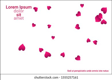 Festive decoration in the form of hearts confetti on the background. Valentine's gift. Banner, poster template. Love vector pattern. Colorful vector background for valentines day.